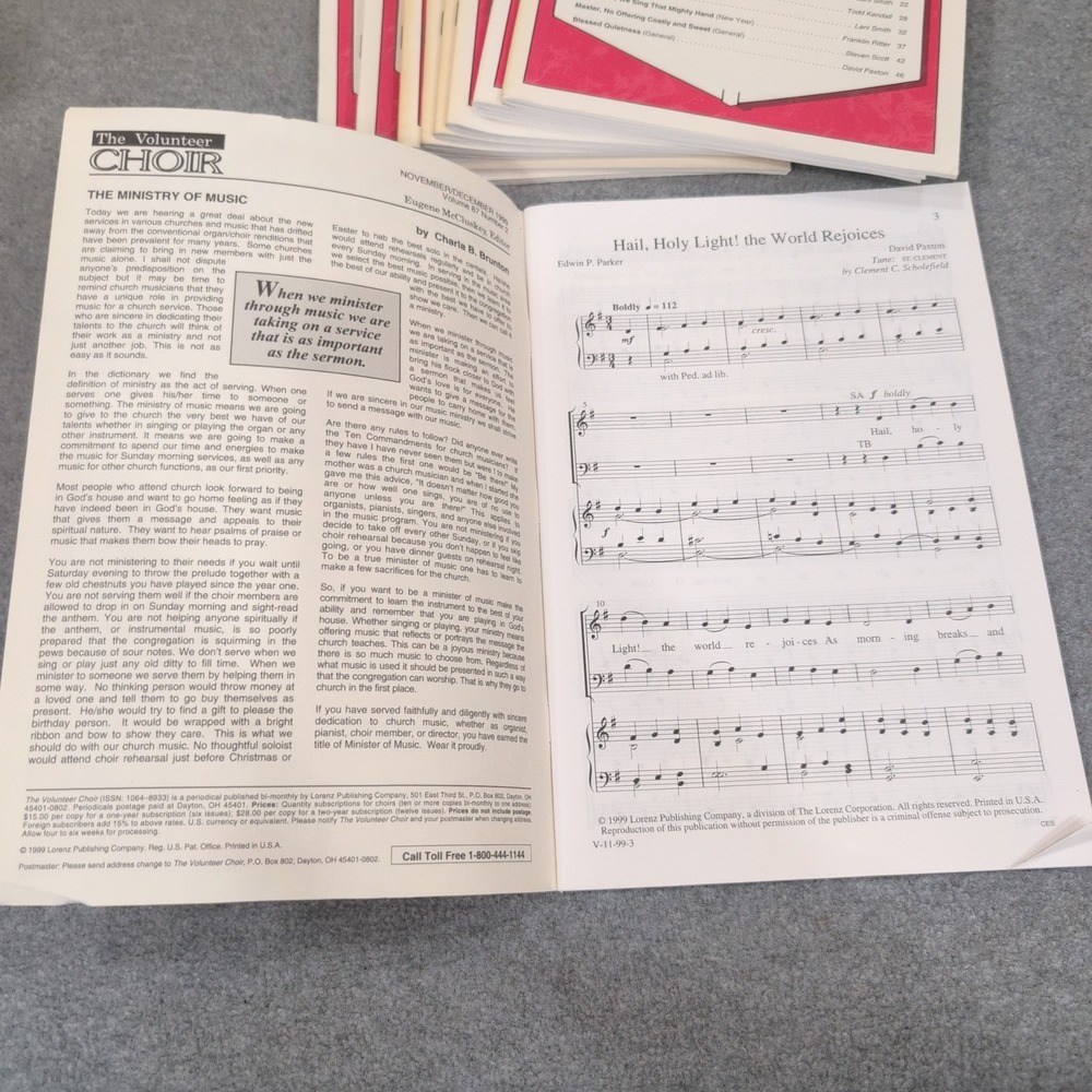 11pc The Volunteer Choir Magazine Nov/Dec 1999 Lorenz Publishing Sheet Music Lot - Picture 2 of 2